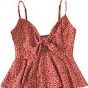 GORGLITTER Women's Bow Floral Peplum Tops Cute Babydoll Sleeveless Tie Front Smocked Cami Going Out Crop Tops 2025 (L)