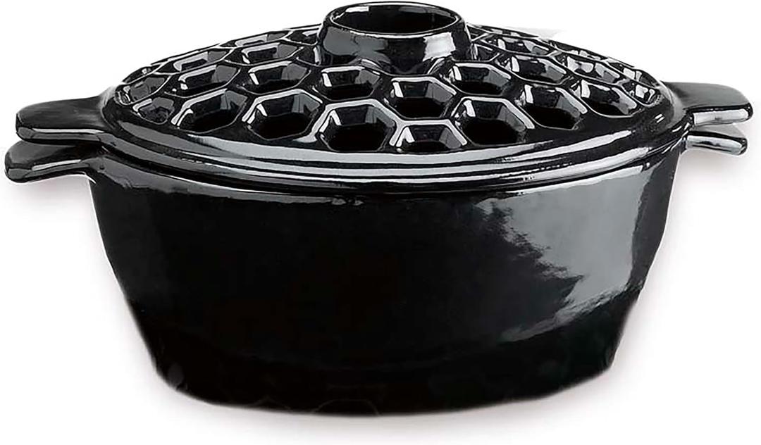 Plow & Hearth Lattice Wood Stove Steamer | Cast Iron Fireplace Humidifier | Black | Rust Resistant | Functional Kettle Alternative | 1.5 QT Capacity