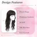 Hair Topper, Big Base 360 3D Hair Toppers for Women with Thinning Crown, 20 Inch Long Curly Wavy Hair Pieces with French Part Clip in Bangs for Daily Use Parties