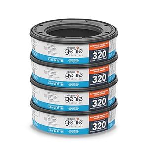 Diaper Genie Essentials Round Refill 4-Pack | Holds Up to 1440 Newborn Diapers | Features Unscented Continuous Film | Compatible with Diaper Genie Complete and Expressions Pails,8 Count