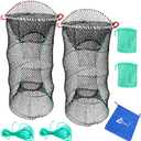 Drasry Crab Trap Bait Lobster Crawfish Shrimp Portable Folded Cast Net Magic Collapsible Fishing Traps Nets Accessories for Blue Crabs (Black)