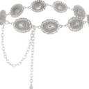 WHIPPY Women Concho Chain Belt Metal Link Western Cowgirl Turquoise Chain Belt for Dress (Fit Waist up to 52")