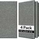 Olanglab Fiberglass Acoustic Wall Panels 4 Pack, 11.8'' x 23.6'' Sound Panels, Fabric Wrapped Sound Proof Panels for Walls (Dark Grey)