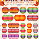 VIHOSE 34 Pcs Mexican Fiesta Hanging Paper Lanterns 7.87 Inch 5.91 Inch Colorful Cinco De Mayo Lanterns for Cinco De Mayo Day of the Dead Birthday Wedding Rainbow Mexican Party Decor