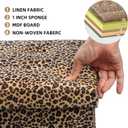 ALASDO Ottoman Storage Ottoman Footrest Stool Foldable Foot Rest Footstool Bench for Living Room 17x13x13inches Leopard Print