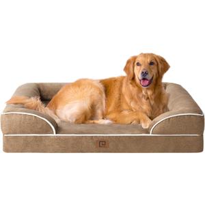 EHEYCIGA Orthopedic Dog Beds for Extra Large Dogs, Waterproof Memory Foam XL Dog Bed with Sides, Non-Slip Bottom and Egg-Crate Foam Big Pet Couch Bed with Washable Removable Cover, Camel (44.0"L x 32.0"W x 6.5"Th)