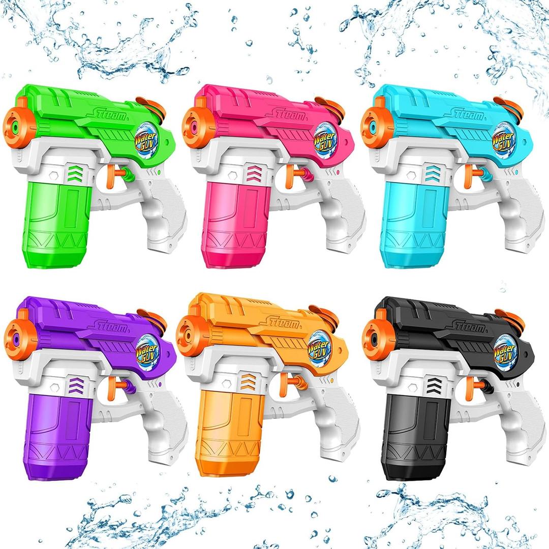 2 x Water Guns for Kids Adults, 6 Pack Squirt Guns Soaker Blaster 220CC Capacity Long Range Super Water Gun Pistols for Boys Girls Toddlers Swimming Pool Water Toys (6)