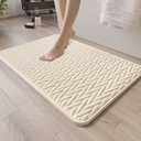 Bathroom Rugs Non-Slip Bath Mat,20"32",Machine Washable&Water Absorbent Bath mats for Bathroom, Soft Shaggy Thick Microfiber Bath Rug for Shower,Tub,Cream (1'8" x 2'8" (Rectangular))