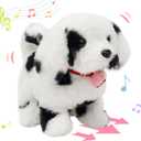 Hopearl Walking Point Dog Interactive Electronic Pet Plush Toy Puppy Woof and Moving Animated Nodding Head Gift for Toddlers Birthday, Black, 7''
