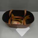 Wonderjune Empty Gifts Baskets with Mother's Day Leather Gift Bags Ribbons Greeting Cards Empty Baskets with Handles for Mother's Day Lover Birthday Shower Favor Wrapping Gift(Brown,Large)