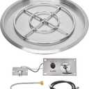 Stanbroil 31 Inch Drop-in Round Gas Fire Pit Kit with Spark Ignition Kit, 304 Stainless Steel Gas Firepit Burner Insert for DIY Fire Pit Table, Max 296,000 BTU - Natural Gas Version