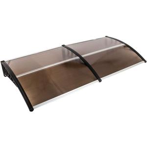 Window Awning Outdoor Polycarbonate Hollow Sheet Door Patio Canopy (Dark Brown Canopy + Black Bracket, 40''x 80'')
