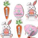 RattanView 6 Pcs Easter Bunny Money Holder Wooden Rabbit Gift Cards Easter Basket Stuffers for Toddlers Eggs Bunnies Carrot Cash Holder Bulk Card Money Gifts Bunny Moneyholder Cash Gifts Ideas