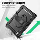 SEYMAC Case for iPad Pro 13 Inch M5 2025 / M4 2024, Heavy Duty Shockproof Protective Case with Screen Protector, 360 Rotating Stand, Hand/Shoulder Strap and Pen Holder, Black