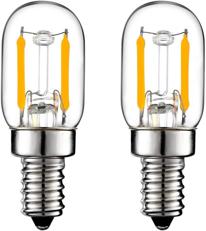 T22 T7 E12 Bulb Night Light Bulbs for Himalayan Salt Lamp,2700K 1W=15W, E12 Led Bulb,150lm, AC120V, ETL,360° , No Flicker, Candelabra Light Bulbs for Stair, Bedside, Turkish, Decoration, Desk,2Pack