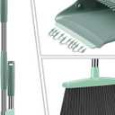 Ivandar Broom and Dustpan Set for Home, Dust pan with Long Handle, Broom with Dustpan Combo Set, for Home Kitchen Room Office Lobby Floor Use Upright Stand Up Sweeping (Gray&Green)