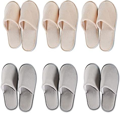 OSTADARRA 6-Pairs Spa Slippers, Non Slip Disposable Slippers For Guest, Washable Reusable, Which Can Be Used As Women Men, House, Indoor, Bathroom, Bedroom, Hotel, Bride Slippers Size 0