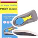 Plantar Fasciitis Inoles Heel Cup Arch Support InsertPORON Cushion - Made in USA Heel Pain, Heel Spurs, Flat Feet, Tendonitis, Shock Absorption (Gray, Women 6-11.5 / Men 4.5-9.5)