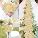 Hollyone 6 Pcs Beige Hydrangea Artificial Flowers Heads with Stems Silk Faux Hydrangea Champagne Fake Flowers for Home Indoor Outdoor DIY Floral Wedding Flower Bouquets Kitchen Table Centerpiece Decor