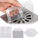 Baquler 300 Pack Disposable Shower Drain Hair Catcher Bulk 4 inch Square Screen Floor Drain Sticker Mesh Cover for Bathroom Kitchen Bathtub Sink Laundry Sewer Human and Pet Hair