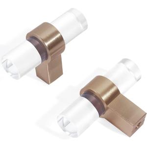 Glass Brass Cabinet Knobs Crystal Drawer Pulls, 10 Pack Champagne Bronze Cabinet Pulls Clear T-Bar for Dresser (Single Hole)