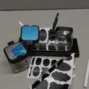 Suclain 3 Pcs Glass Coffee Containers Coffee Station Organizer Set, Airtight Bean Storage Jars with Shelf,labels,spoon, Base and Pen,for Sugar, Candy, Oats, Nuts (Black)