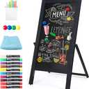 SELEAD Solid Wood Frame Chalkboard with Stand - 40" x 20" Magnetic Double Sided Sandwich Board Signs Outdoor Chalk Board Easel Pizarra for Menu, Business, Cafe, Event - Black