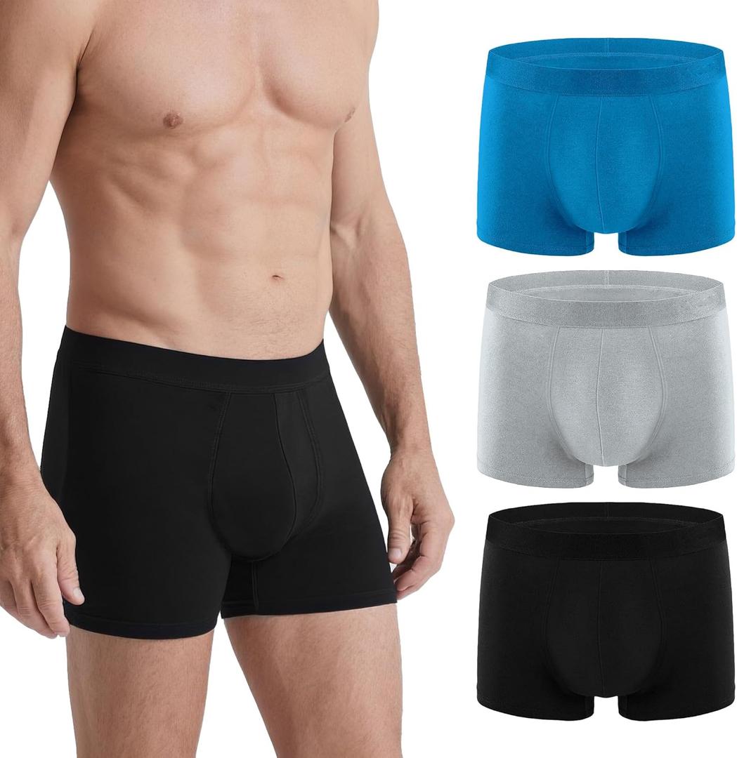 Incontinence Underwear for Men, 150ML Absorbent, Leak Proof Underwear for Men Comfortable Cotton Fabric, Comfortable and Breathable, Men's Incontinence Underwear Washable and Reusable (3PCS/XX-Large) (Black)
