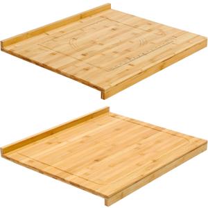 Vesici Reversible Pastry Board with Lip for Rolling Dough Large Wooden Cutting Chopping Kneading Board with Engraved Measurements for Counter Table Top Kitchen(Wood,24 x 22.8 x 1.5 Inch)