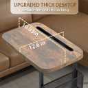 Fashion TV Tray Table with Large Tabletop, Adjustable Sofa Table with Storage Baskets, Strong Metal Frame, Tv Dinner Tray Table for TV Watching, Meals, Snacks (Square, Brown, 16.93inch x 12.6inch)