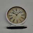 NIKKY HOME Vintage Table Clock, Large Metal White Table Clocks Retro Non-Ticking Desk Clock Antique Desk Clocks for Bedroom Living Room for Decor