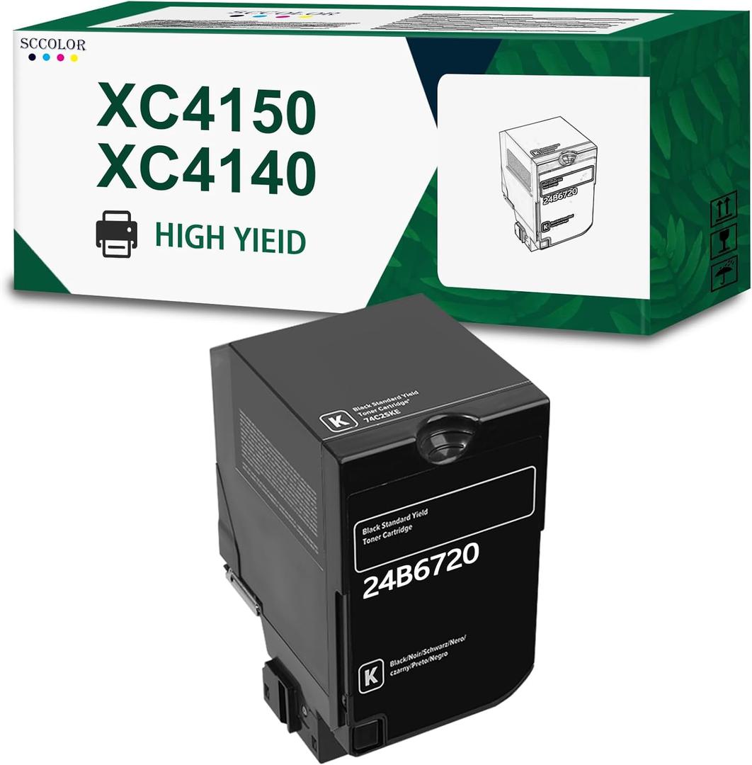XC4150 XC4140 Black Toner Cartridge 24B6720 Toner Cartridge Compatible for Lexmark XC4140 XC4150 XC4143 XC4153 Printer.1-Pack