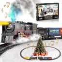 Funwee Train Set for Under Christmas Tree,Electric Train Toy with Smokes,Lights and Sound, Locomotive Train Model with Track,Birthday Gifts Idea for 3 4 5 6 7+ Years Old Toddler Boys and Girls