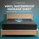 Black Vinyl California King Waterproof Fitted Massage Bed Sheet with Side Pocket | Mattress Protector, Bed Cover for Nuru Massage - Oil, Water-Based, Silicone Safe | 72 x 84 +15.7'' Deep Pocket