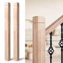3.5" x 47" Rubber Wood Stair Newel Post with a Single Groove Notched Newel Wood Balusters for Staircase Indoor and Outdoor Railing Newels for Stair Handrails (2)