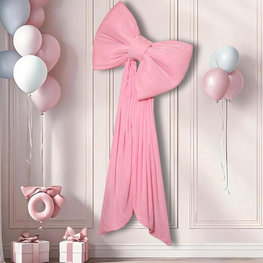 Large Bow Big Coquette Bow Giant Bow for Backdrop Party Wedding Birthday Baby Shower Room Wall Decor Christmas Tree Decoration 2447Inch (Pink)