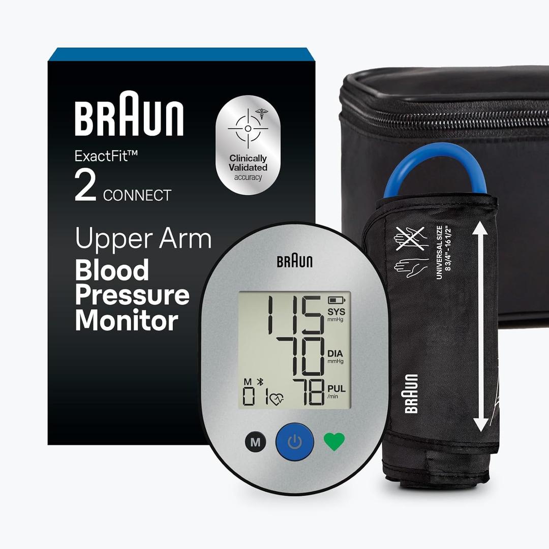Braun ExactFit 2 Connect Upper Arm Blood Pressure Monitor with Bluetooth, At Home Blood Pressure Machine, Use with Healthy Heart App for Tracking Trends