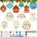 Roowest 28 Pcs Large 5.5 Inch Wooden Christmas Ornaments Painting Kit Unfinished Wood Ornaments with Paints Markers Brushes and Palette DIY Ornament Decorating Kit for Holiday Christmas Tree Decor