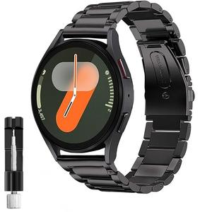 Band Compatible with Samsung Galaxy Watch 7 6 5 4 Band 40mm 44mm 45mm/Watch 6 4 Classic 42mm 46mm 43mm 47mm,Metal Stainless Steel Bands Strap Men Women,NOT for Galaxy Watch Ultra 47mm(2024) (Black)