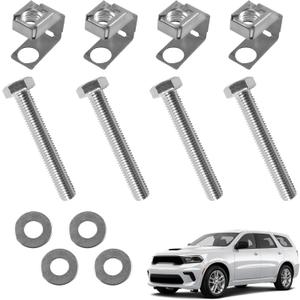 4-Piece Exhaust Manifold Hardware Kit with Flange Bolts & U-Nuts Compatible with 2004-2024 Chrysler Aspen Dodge Dakota Challenger Ram 1500 Jeep Wrangler Replaces 03442 6036734AA 6036684AA