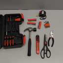 58 Piece Household Tool Set, General Household Hand Tool Kit with Plastic Toolbox Storage Case, All Purpose Household Tool Kit for Home, Garage, Office and College Dormitory Use, Red