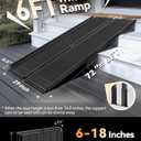Black Aluminum Ramp 6FT with Sopport Legs, with Non-Slip Surface Wheelchair Ramp, Folding Portable Wheelchair Ramps for Home Steps,Scooter Ramp for Car, Stairs, Doorways, 800 LBS Weight Capacity