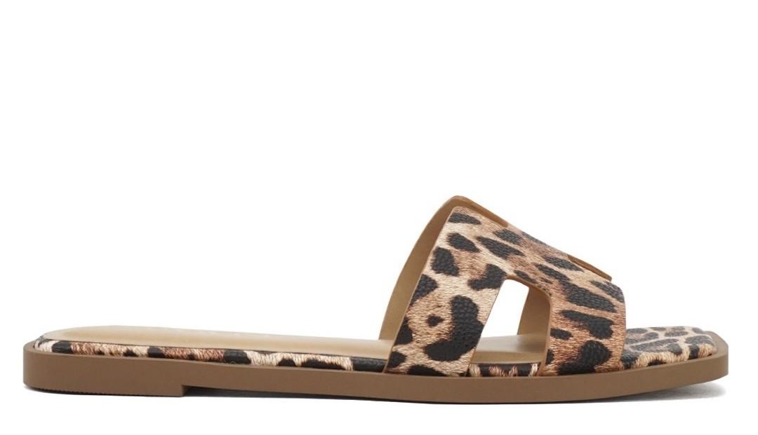 Soda Knit Flat Sandals - Leopard, Size 6