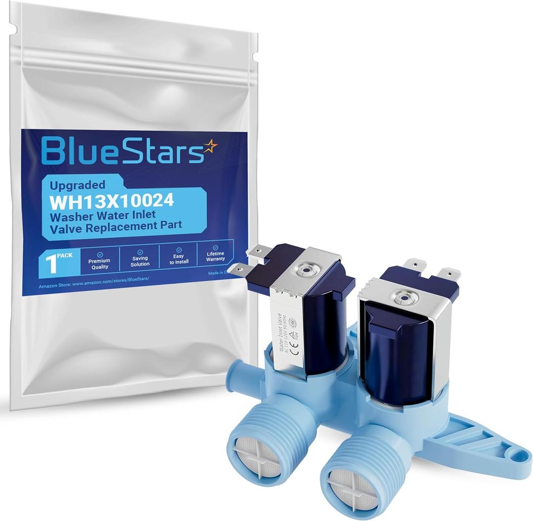 BlueStars Upgraded WH13X10024 Washer Water Inlet Valve Replacement Part  Compatible with G.E & Hotpoint Washers  Replaces WH13X0086 PS1155105 AP3861119 1159233 WH13X10019 WH13X0087