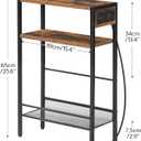 HOOBRO Small Narrow Side Table with Charging Station, Skinny End Table for Small Spaces, Slim Nightstand with USB Ports Outlet, Sofa Beside Table with Storage Shelf, Rustic Brown and Black BF102UBZ01