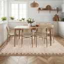 GarveeHome Cross Bordered Large Area Rug 9x12 Machine Washable Non Slip Low Pile Dining Room Carpet Geometric Stain Resistant Living Room Bedroom Home Office Rug, Beige