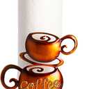 Standing Paper Towel Roll Holder Countertop for Coffee Lovers Women Men, Farmhouse Kitchen Decor and Accessories, Coffee Table Decor for Kitchen Home, 3D Hand-Painting Pattern, Metal