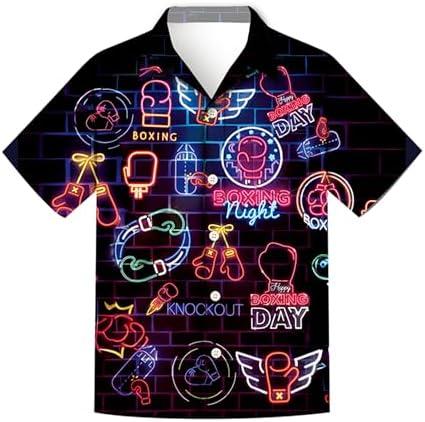 Regenboog Men 4th of July Patriotic Shirt,American Flag Shirt Short Sleeve Button Down,Hawaiian Neon Funny Novelty Shirts 2XL