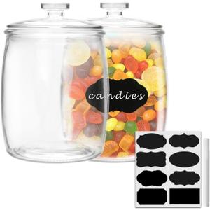 Maredash 1/2 Gallon Glass Jars, Cookie Jar & Candy Jar with Lid, Large Food Storage Container,glass jar with lid for Buffet, Coffee & Flour, Laundry Room Storage & Pantry 2pcs