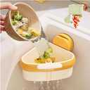 Corner Sink Strainer,2025 New Suction Cup Press Sink Drainer Basket,Faucet Sponge Storage Rack,Corner Sink Trash Catcher for Food Waste